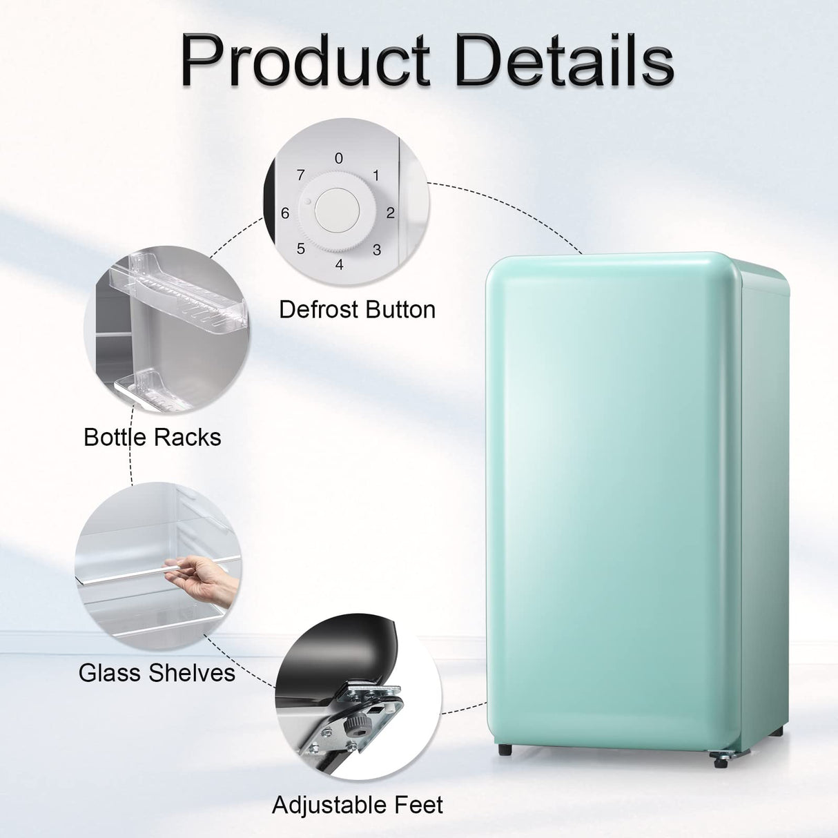 Antarctic Star 3.2Cubic Feet Mini Fridge Compact Refrigerator