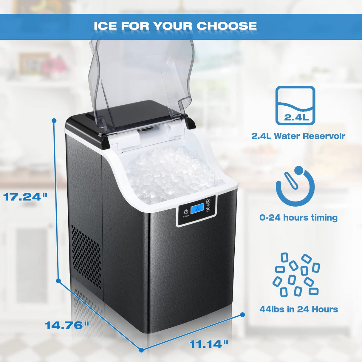 Antarctic-Star Portable Nugget Ice Maker, Countertop 44lbs in 24 Hours