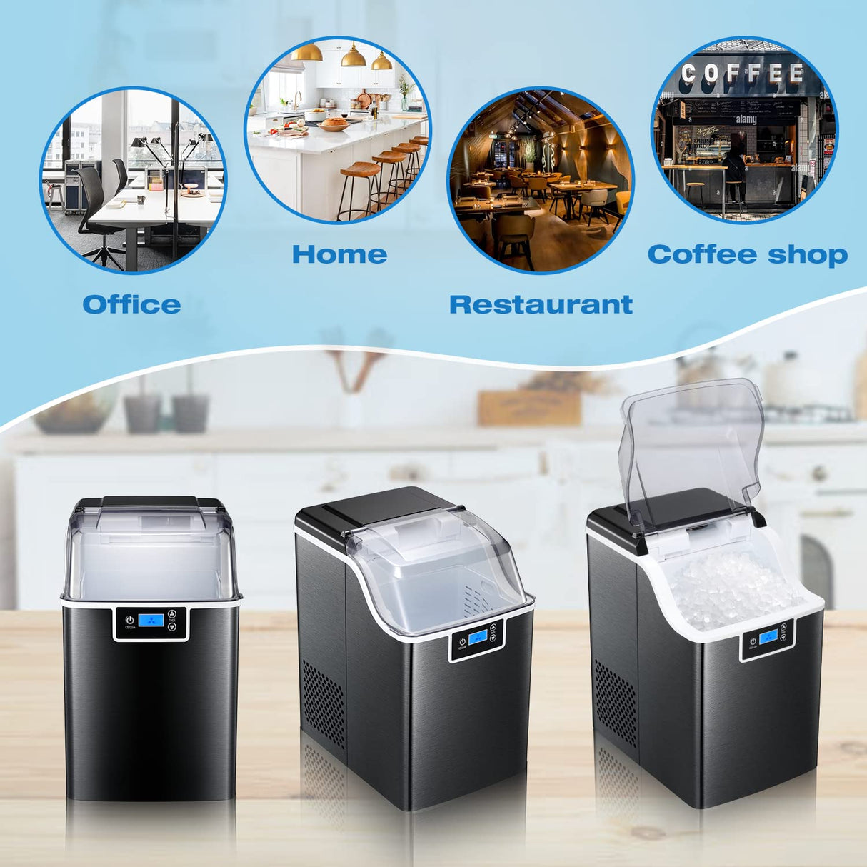 Antarctic-Star Portable Nugget Ice Maker, Countertop 44lbs in 24 Hours