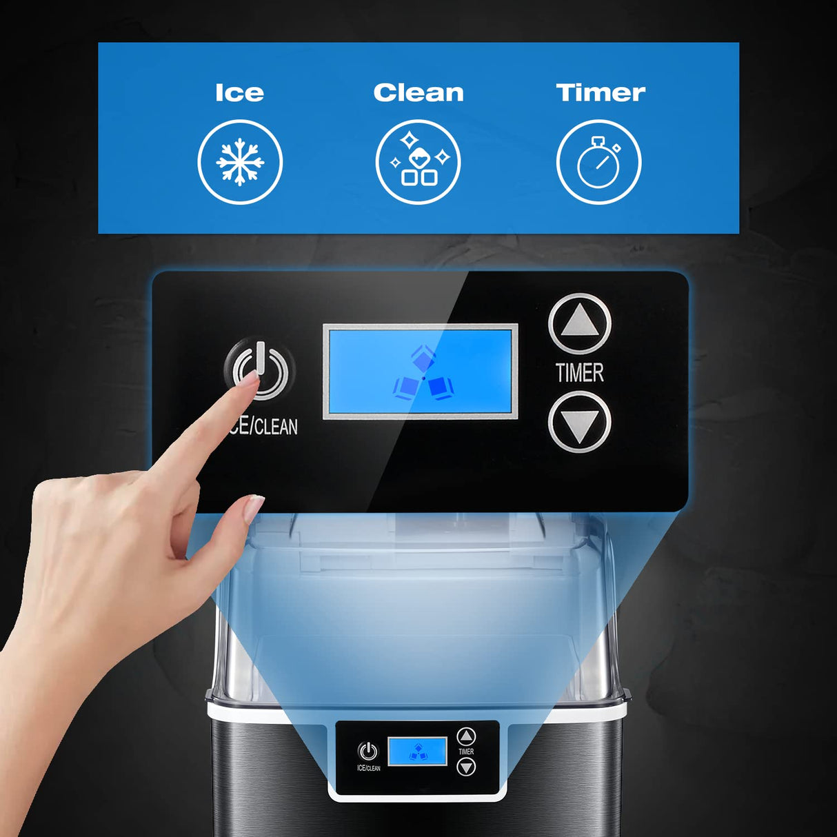 Antarctic-Star Portable Nugget Ice Maker, Countertop 44lbs in 24 Hours