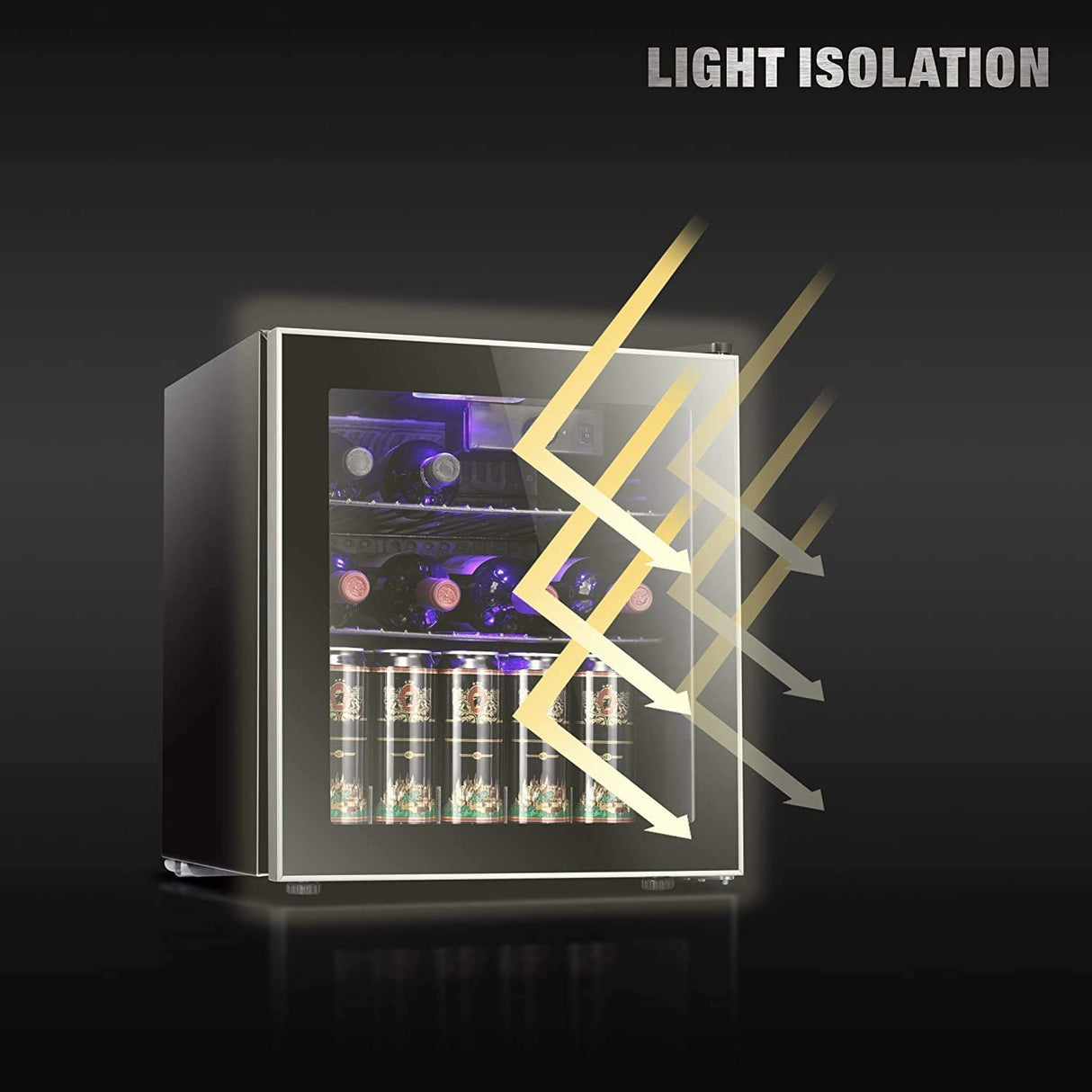 Mini Fridge Cooler - 70 Can Beverage Refrigerator Glass Door for Beer Soda or Wine