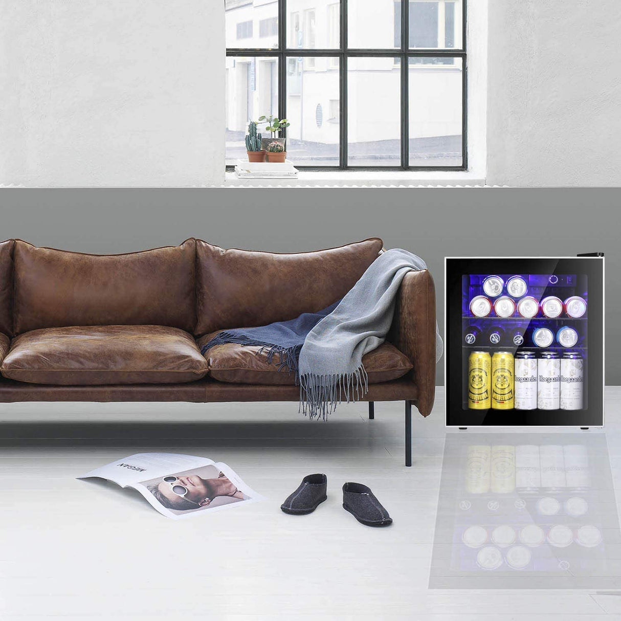 Mini Fridge Cooler - 70 Can Beverage Refrigerator Glass Door for Beer Soda or Wine