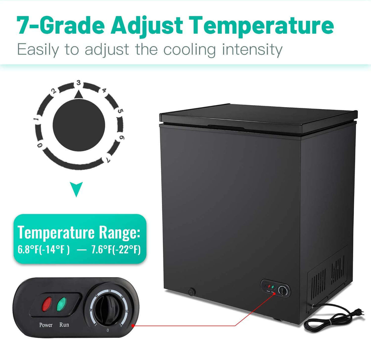 Antarctic Star 7.0 Cu.ft Chest Freeze with Removable Basket Free Standing Top open Door