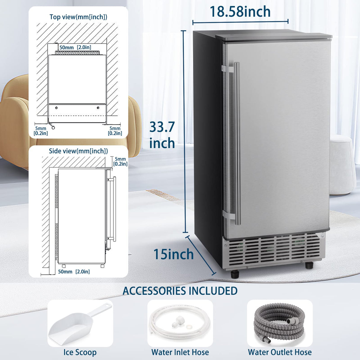 Antarctic - Star Commercial Ice Maker, Free Standing and Built In Ice Maker - ANTARCTIC - STAR