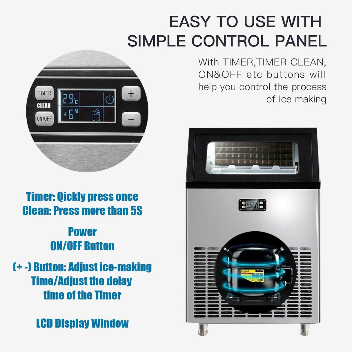 Antarctic Star Commercial Ice Makers Machine Stainless Steel Makes 265 Lbs of Ice - ANTARCTIC - STAR