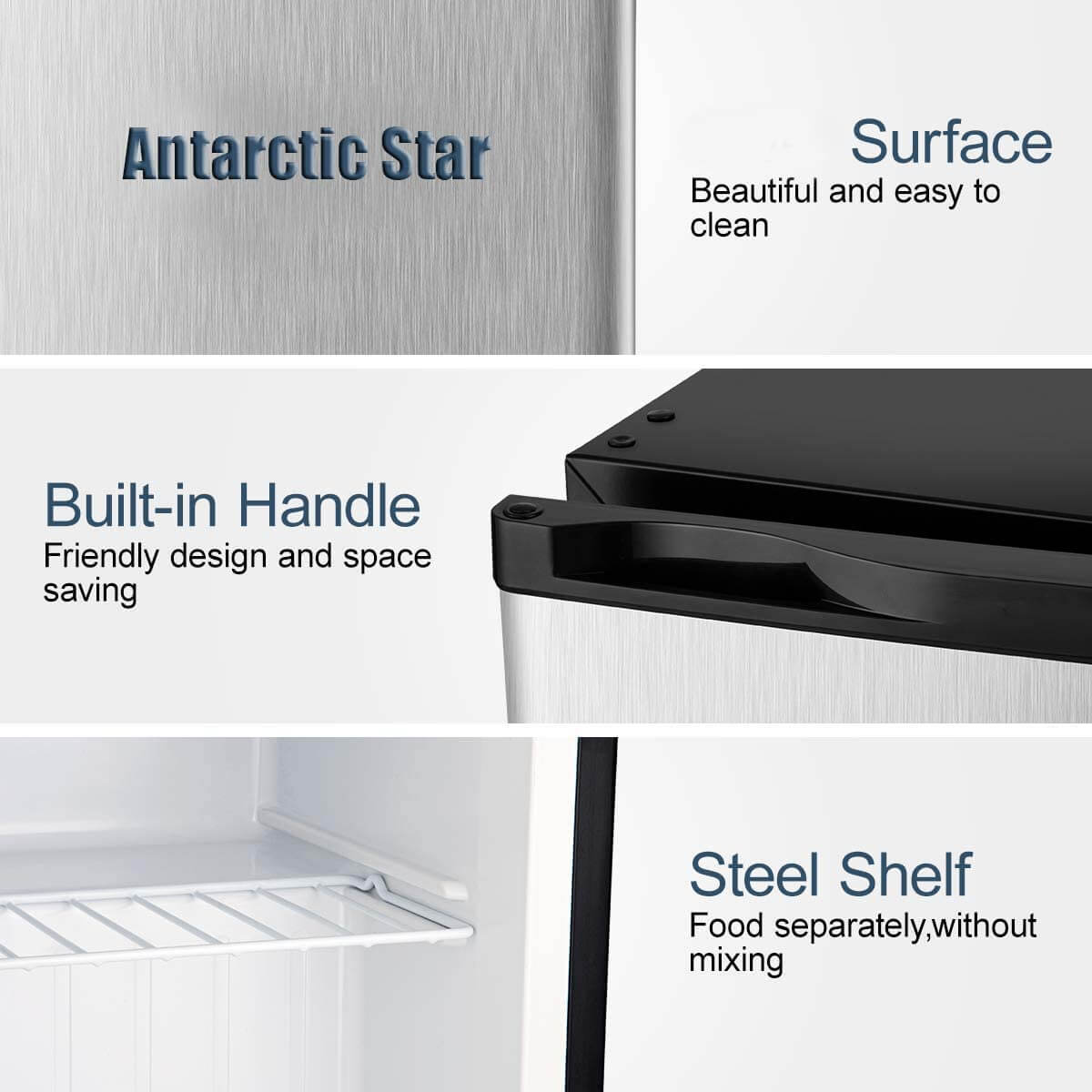 Antarctic Star Compact Chest Upright Freezer Single Door Reversible Stainless Steel Door - ANTARCTIC-STAR