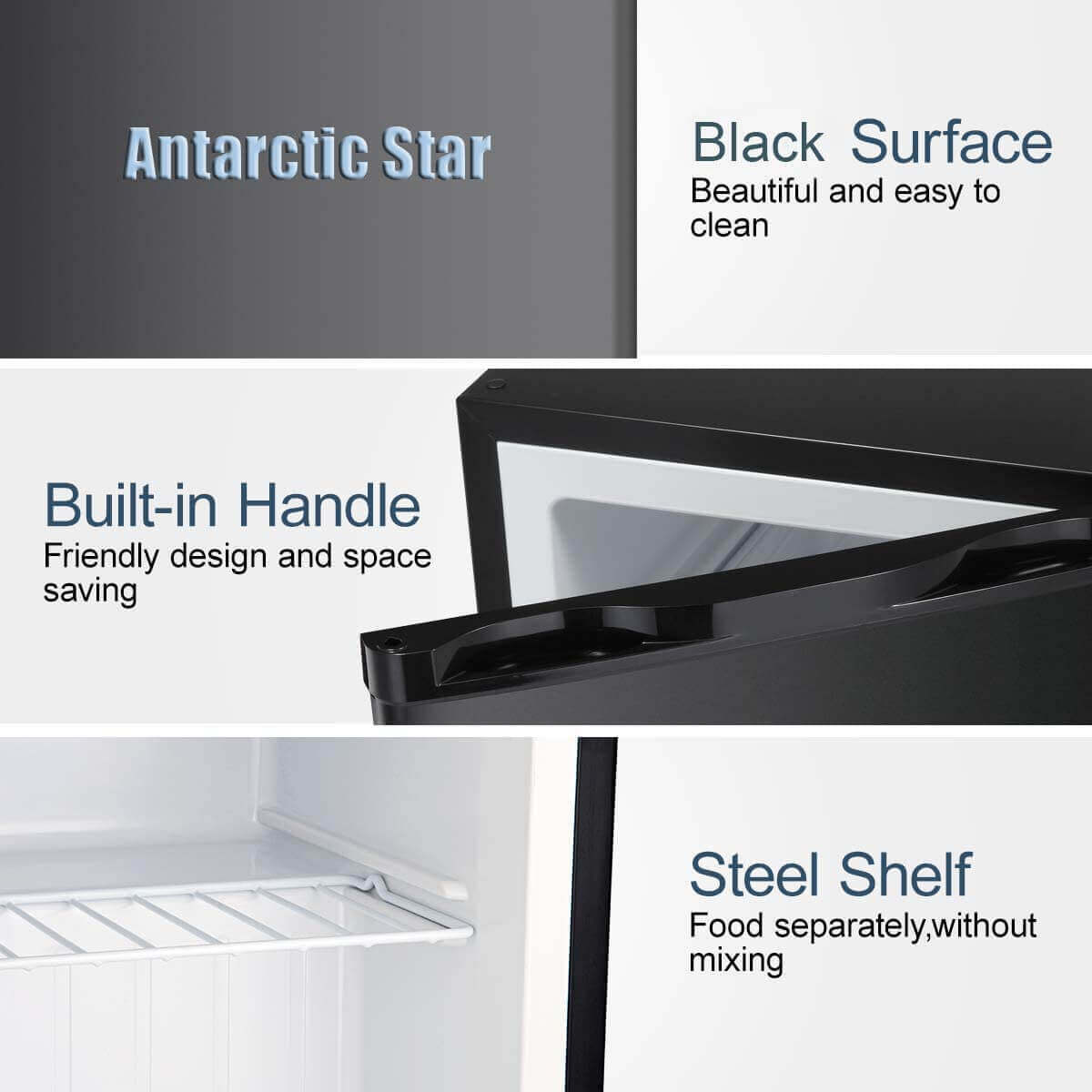 Antarctic Star Compact Chest Upright Freezer Single Door Reversible Stainless Steel Door