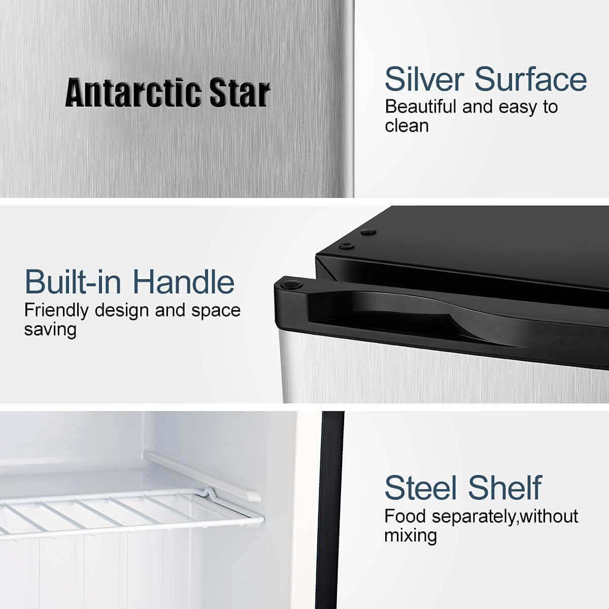 Antarctic Star Compact Chest Upright Freezer Single Door Reversible Stainless Steel Door