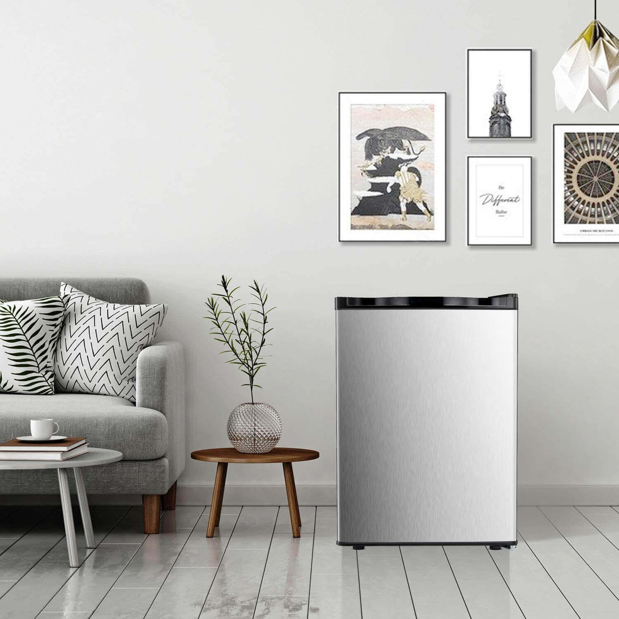 Antarctic Star Compact Chest Upright Freezer Single Door Reversible Stainless Steel Door