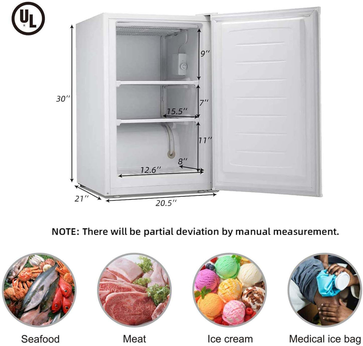 Antarctic Star Compact Chest Upright Freezer Single Door Reversible Stainless Steel Door