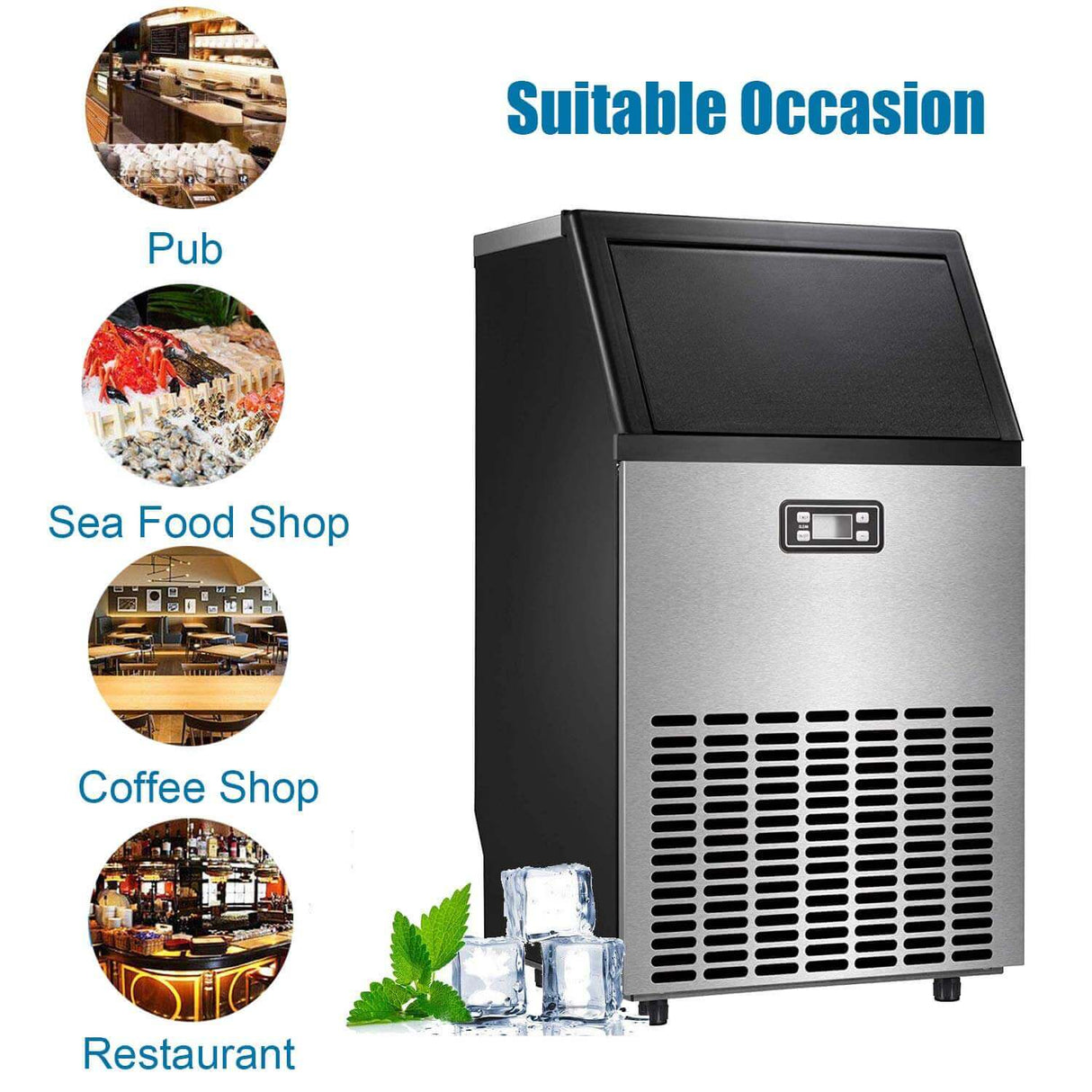 Antarctic Star Commercial Ice Makers Machine Stainless Steel Makers Freestanding