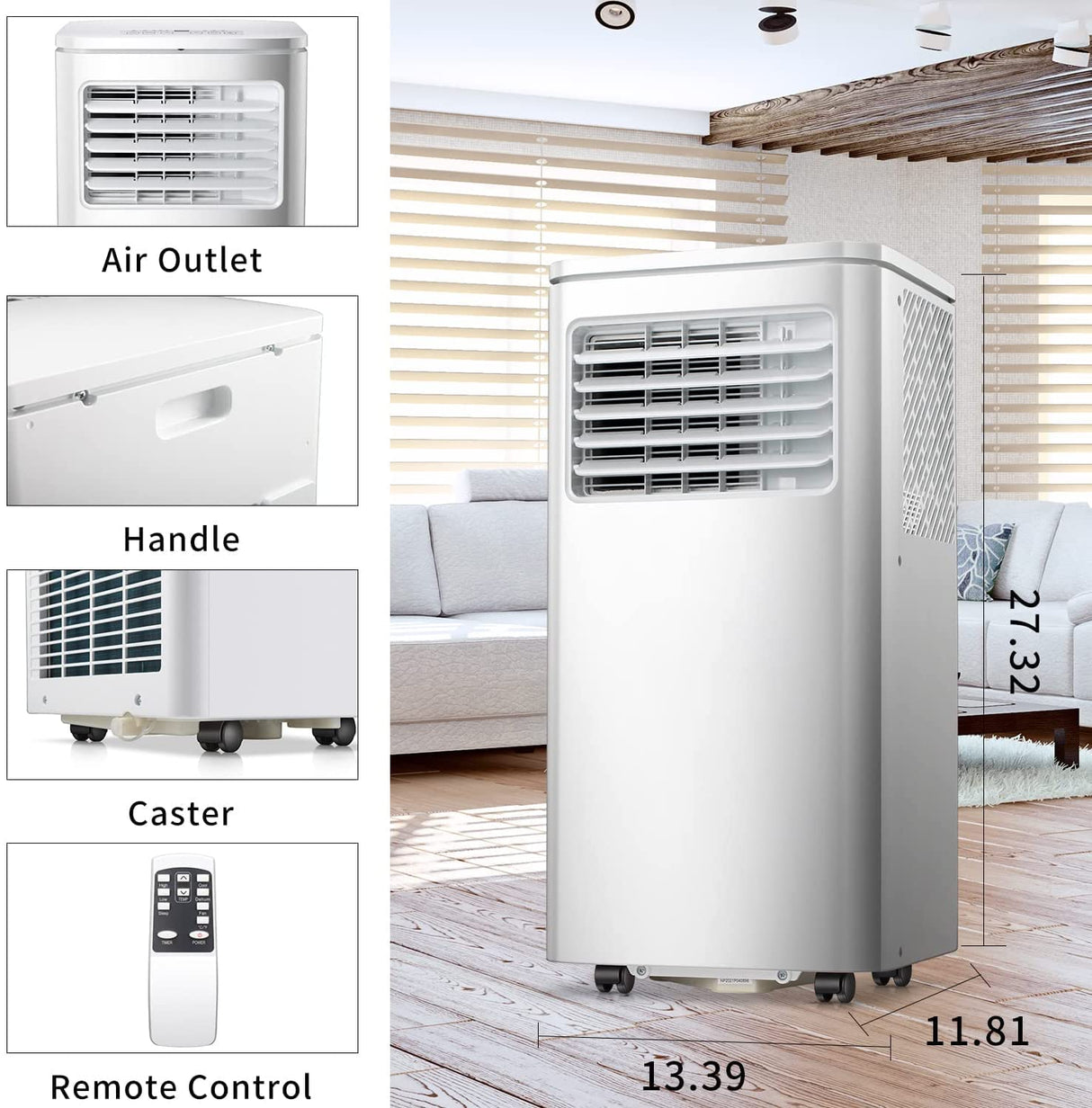 Atarctic - Star 8000BTU Portable Air Conditioner Built - in Dehumidifier Function,White - ANTARCTIC - STAR