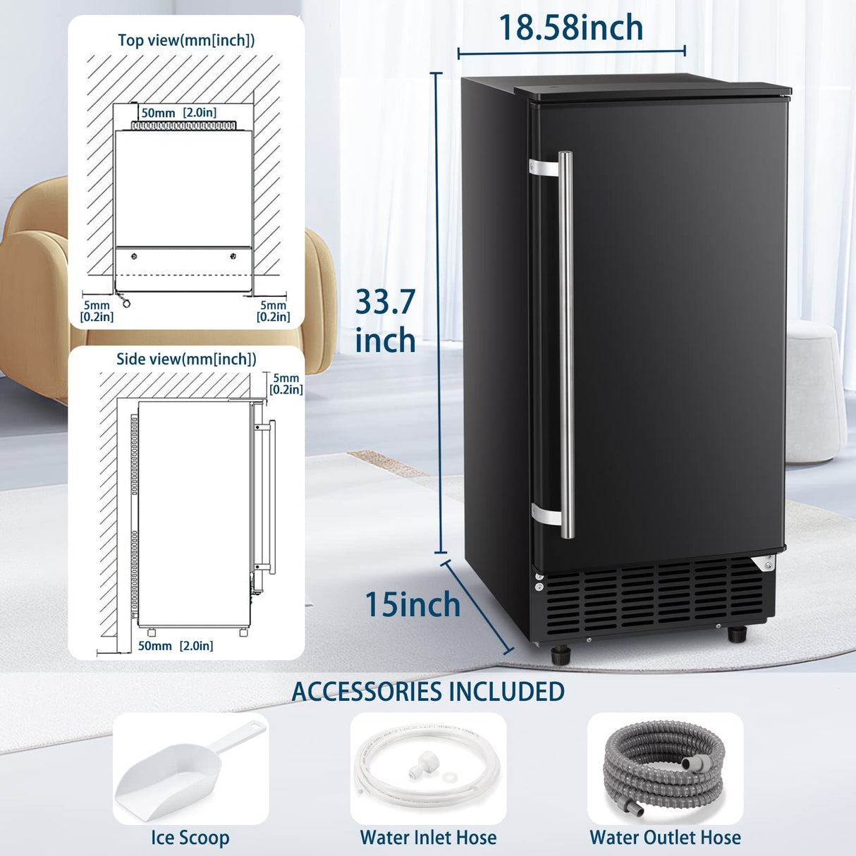 Antarctic-Star Commercial Ice Maker, Free Standing and Built In Ice Maker