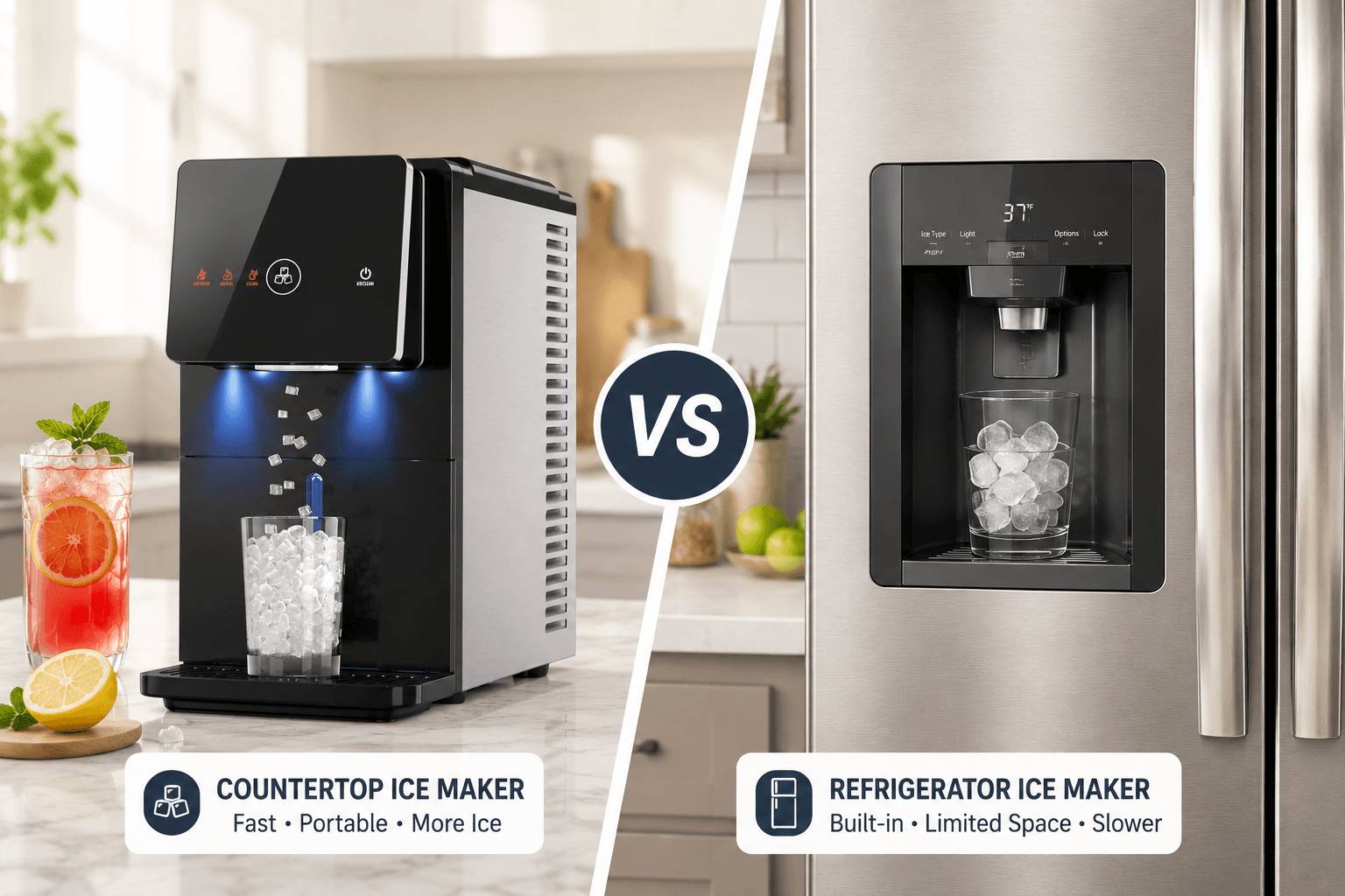 Countertop Ice Maker vs Refrigerator Ice Maker: Which One Is Right for You? - ANTARCTIC-STAR