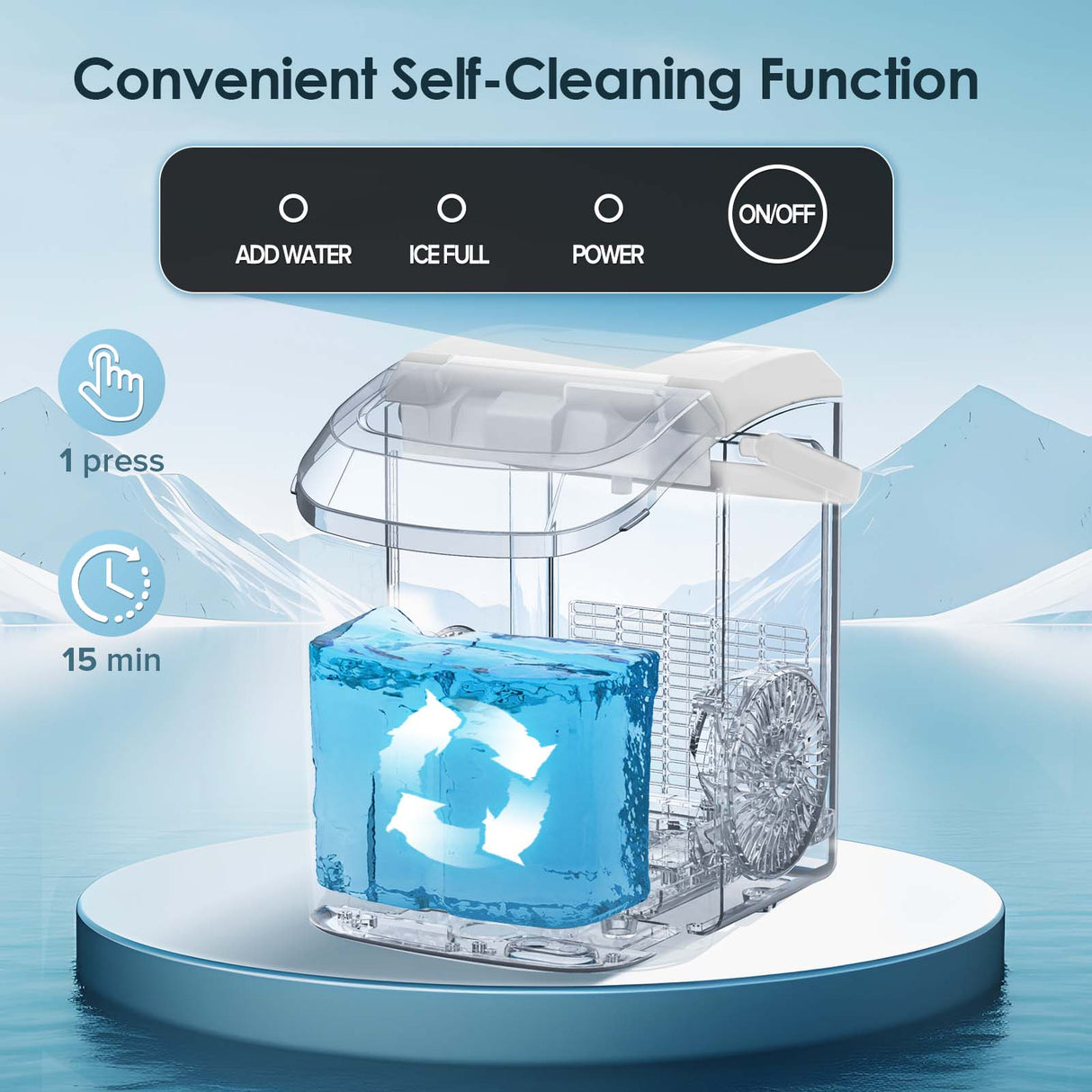 Nugget Countertop Ice Maker with Soft Chewable Ice, 34Lbs/24H, Pebble Portable Ice Machine with Ice Scoop, Self-Cleaning