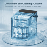 Antarctic-star Portable Ice Maker Machine, Portable Ice Maker Machine with Handle, 26lbs/24H, 8 Bullet Ice Cubes of 2 Sizes S/L Ready in 9 Mins