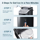 Nugget Countertop Ice Maker with Soft Chewable Ice, 34Lbs/24H, Pebble Portable Ice Machine with Ice Scoop, Self-Cleaning