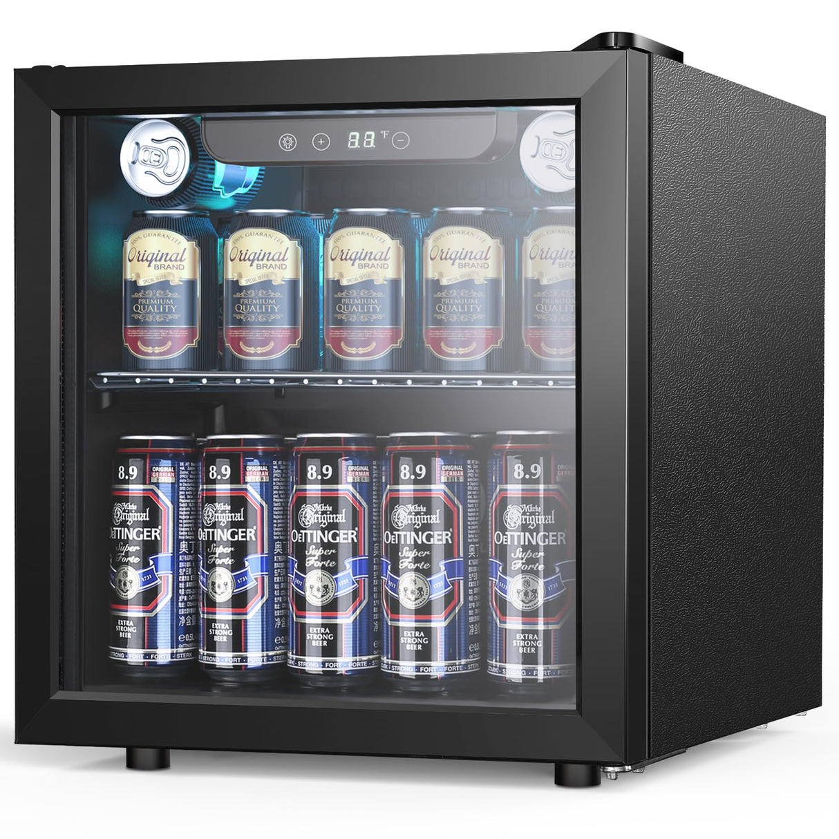 Antarctic-star 1.3 Cu.Ft Beverage Refrigerator Cooler, 12 Bottle 48 Can Mini Fridge for Beer Soda Wines Clear Front Glass Door,Freestanding beverage Small fridge with Adjustable Shelving