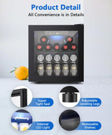 Antarctic-star 1.3 Cu.Ft Beverage Refrigerator Cooler, 12 Bottle 48 Can Mini Fridge for Beer Soda Wines Clear Front Glass Door,Freestanding beverage Small fridge with Adjustable Shelving