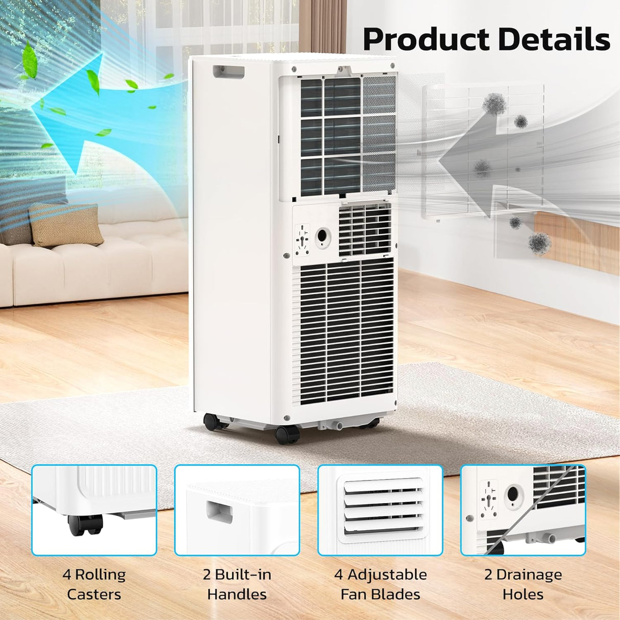 10000 BTU Portable Air Conditioners for Rooms up to 550 Sq Ft, 4 Modes Portable AC Unit with Cool/Fan/Dehumidifier/Sleep AC4216L - ANTARCTIC - STARAir Conditioner