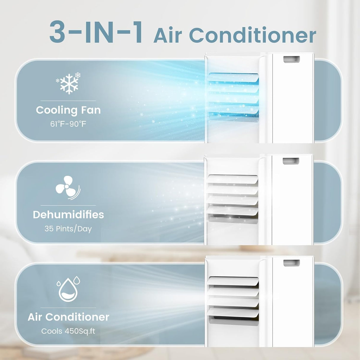 10,000 BTU Portable Air Conditioners with Remote, 4 Modes with Fast Cooling, Sleep Mode, 24H Timer - ANTARCTIC - STARAir Conditioner