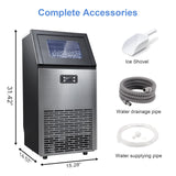 Antarctic-star Commercial Ice Maker Machine,100Lbs/Day,45 Cubes/Batch in 11-20 Mins,Stainless Steel Freestanding Ice Maker