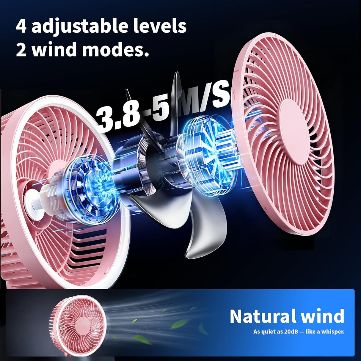 12 Inch 4-in-1 Desktop Fan, 16.4ft/s Quiet Airflow | 330° Oscillating - ANTARCTIC-STARDesktop Fan