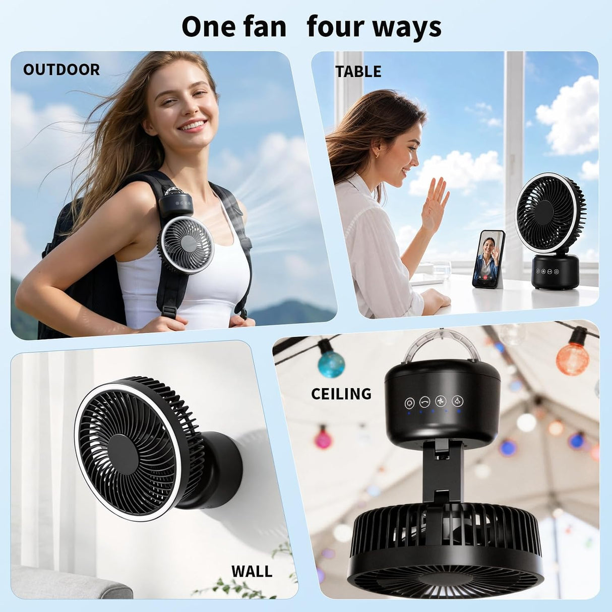12 Inch 4-in-1 Desktop Fan, 16.4ft/s Quiet Airflow | 330° Oscillating - ANTARCTIC-STARDesktop Fan
