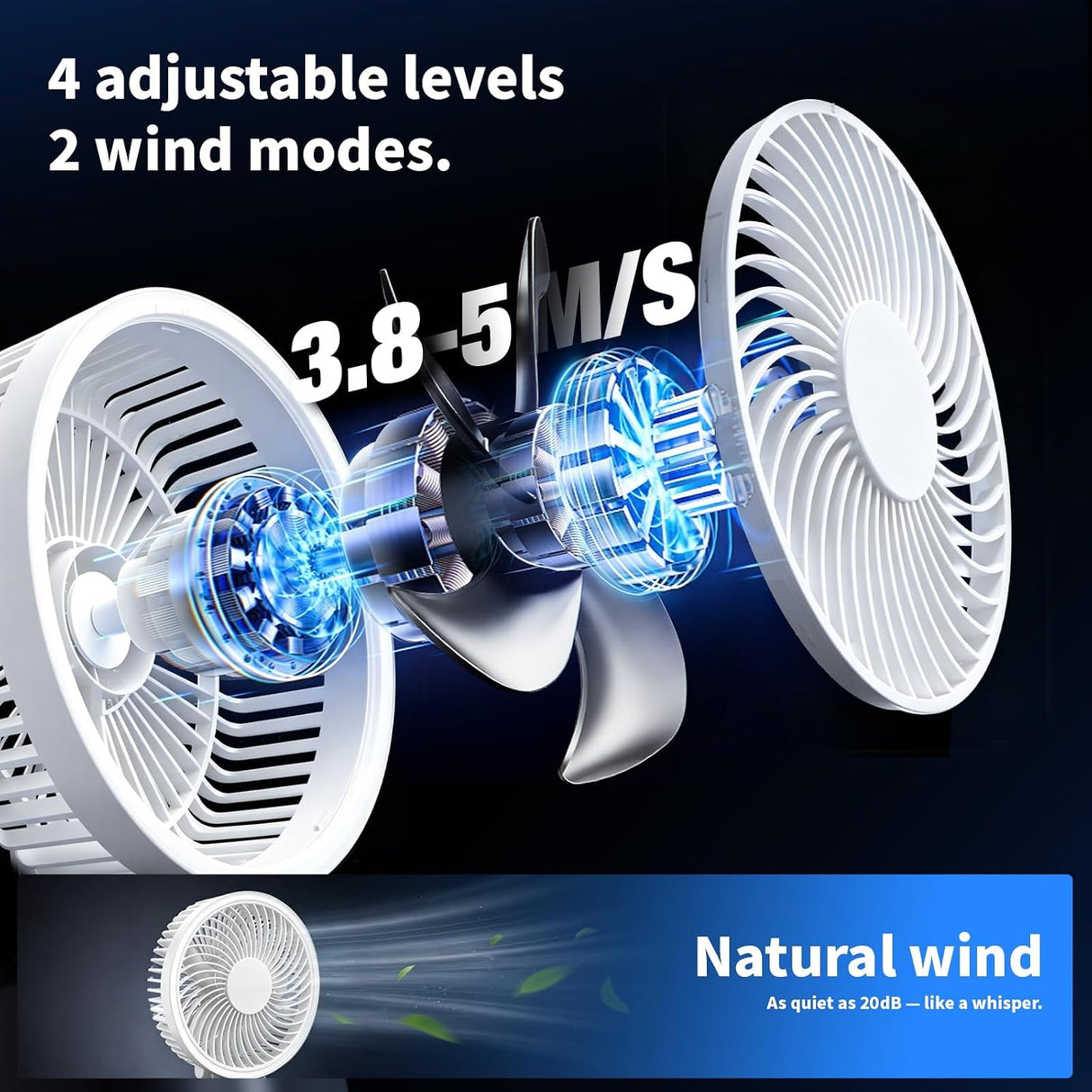 12 Inch 4-in-1 Desktop Fan, 16.4ft/s Quiet Airflow | 330° Oscillating - ANTARCTIC-STARDesktop Fan