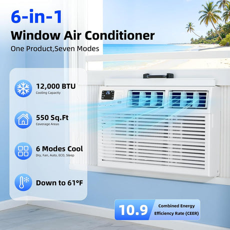 12,000 BTU Window Air Conditioner, Window AC Unit Cools up to 550 Sq.Ft. - ANTARCTIC - STARAir Conditioner