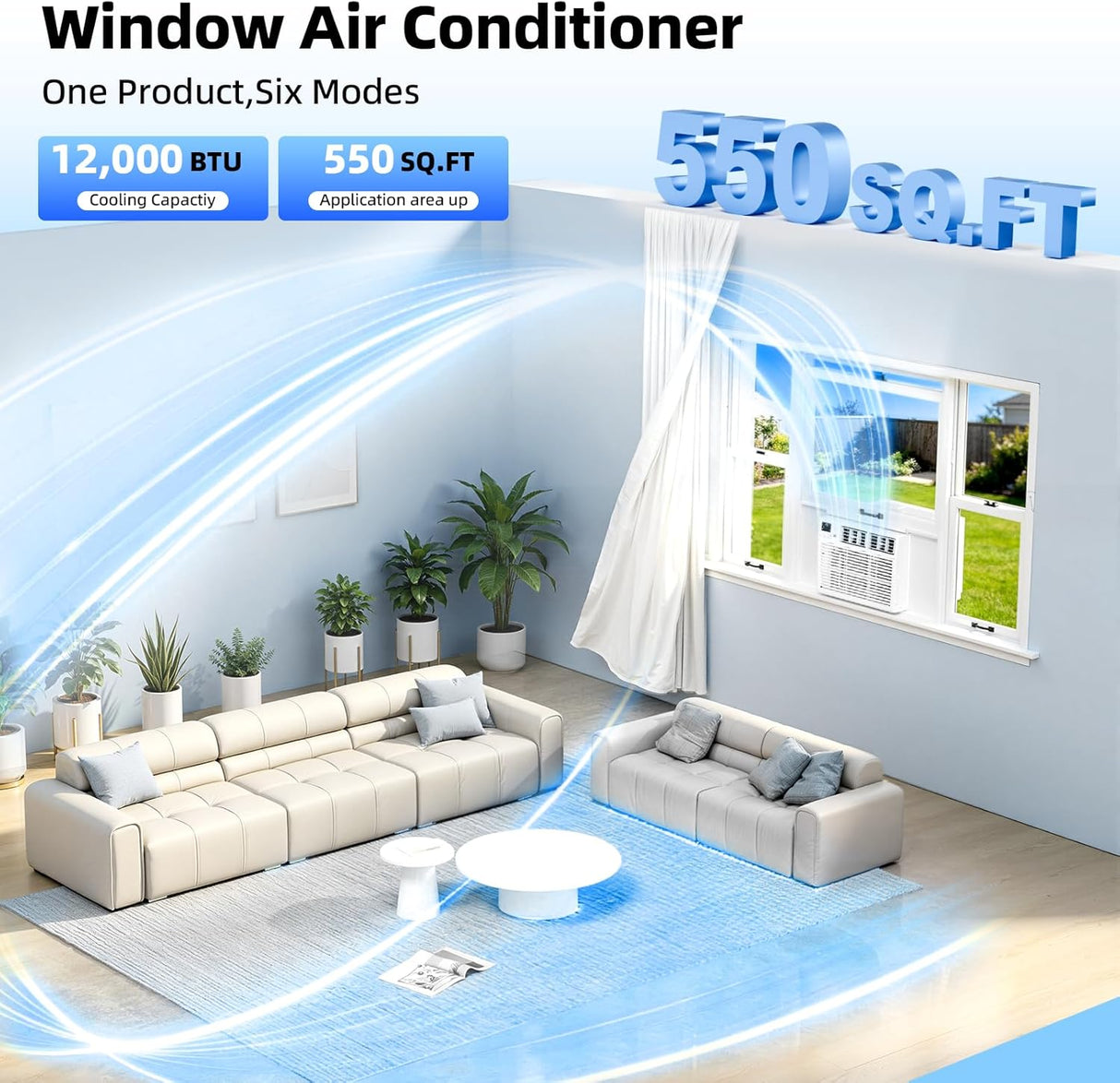 12,000 BTU Window Air Conditioner, Window AC Unit Cools up to 550 Sq.Ft. - ANTARCTIC - STARAir Conditioner