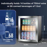 1.7 Cu. Ft Mini Beverage Refrigerator, 16 Bottles Compact Drink Cooler with Glass Door & Touch Controls - ANTARCTIC - STARBeverage Refrigerators