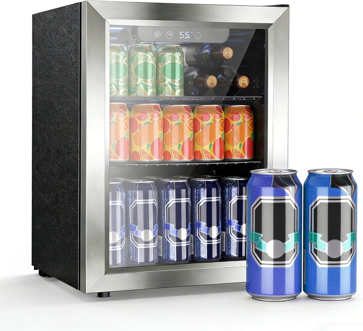 1.7 Cu. Ft Mini Beverage Refrigerator, 16 Bottles Compact Drink Cooler with Glass Door & Touch Controls - ANTARCTIC - STARBeverage Refrigerators