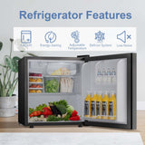 Antarctic Star 1.6Cu.Ft Compact Refrigerator Mini Fridge Glass Door Low Noise Freezer Storage of Beverages Vegetables Fruits, Black