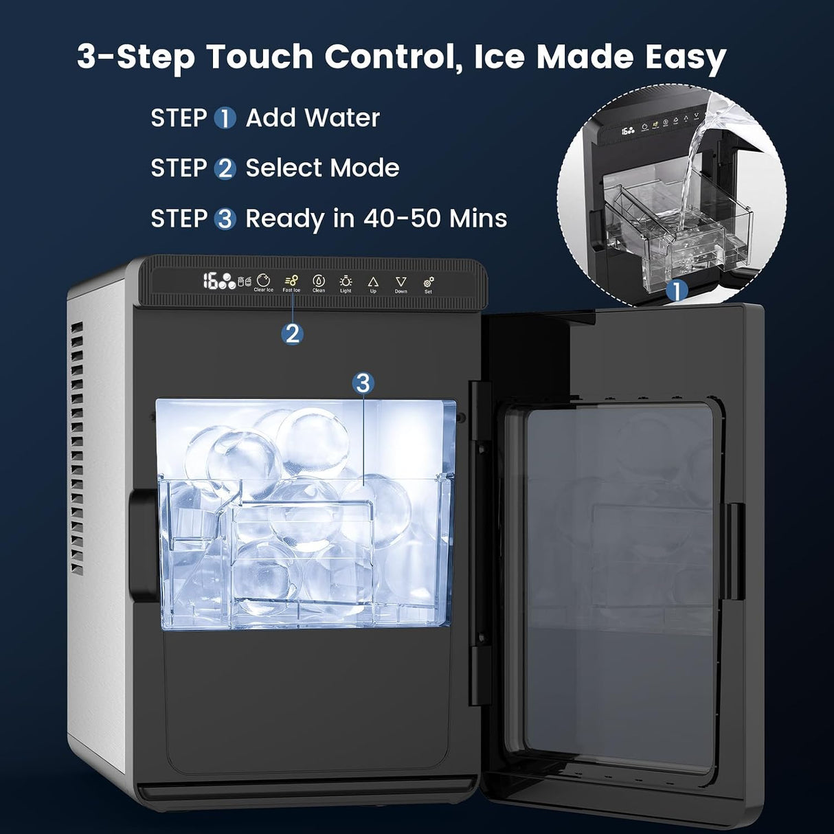 2.17" Clear Ice Ball Maker Countertop, Sphere Ice Maker Machine - ANTARCTIC-STARice maker