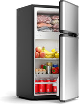 2.5 Cu.Ft Dorm Fridge with Freezer, Double Reversible Door Compact Refrigerator with 2 Removable Shelves - ANTARCTIC - STARFreezer