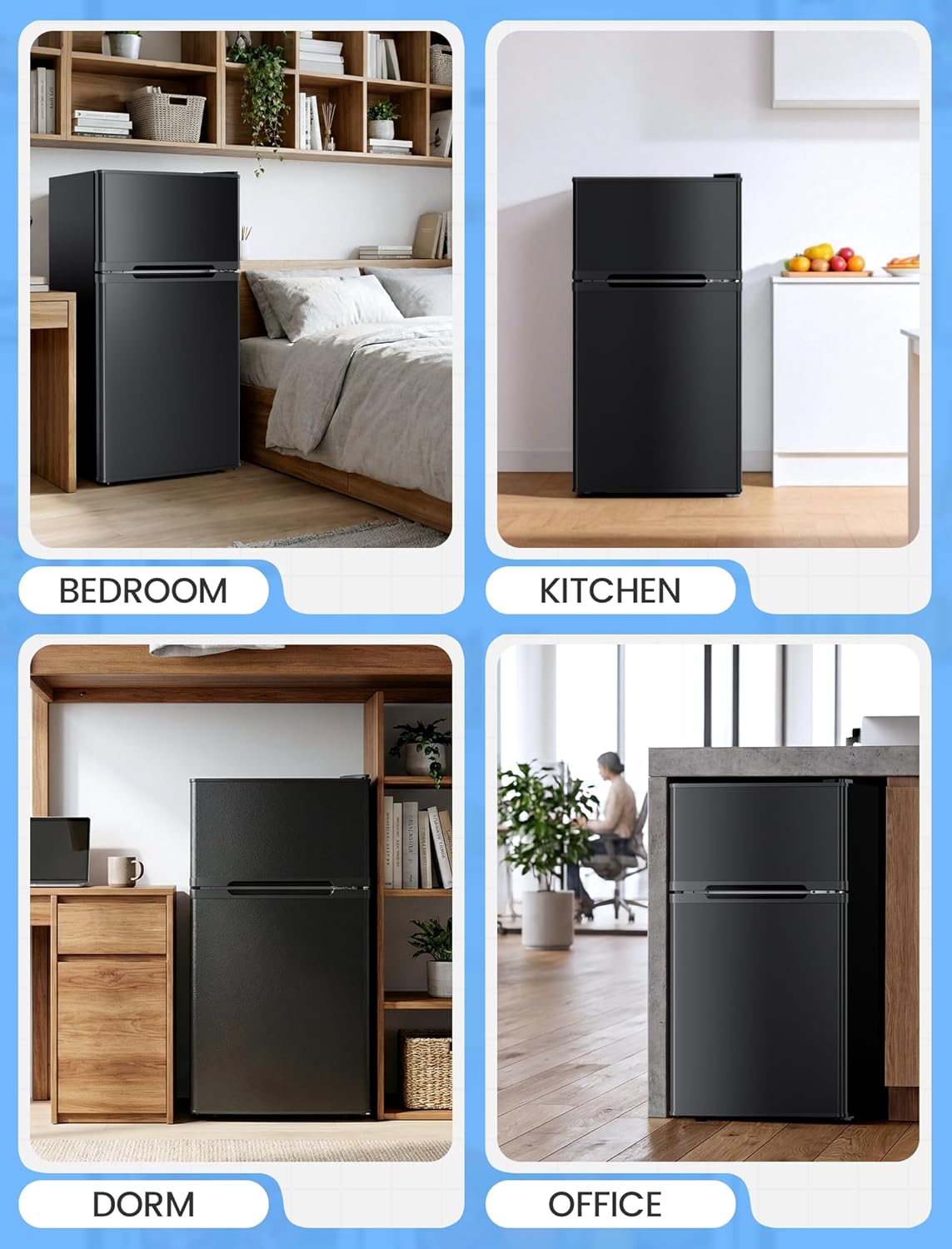 2.5 Cu.Ft Dorm Fridge with Freezer, Double Reversible Door Compact Refrigerator with 2 Removable Shelves - ANTARCTIC - STARFreezer