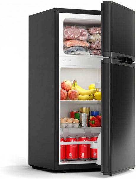 2.5 Cu.Ft Dorm Fridge with Freezer, Double Reversible Door Compact Refrigerator with 2 Removable Shelves - ANTARCTIC - STARFreezer