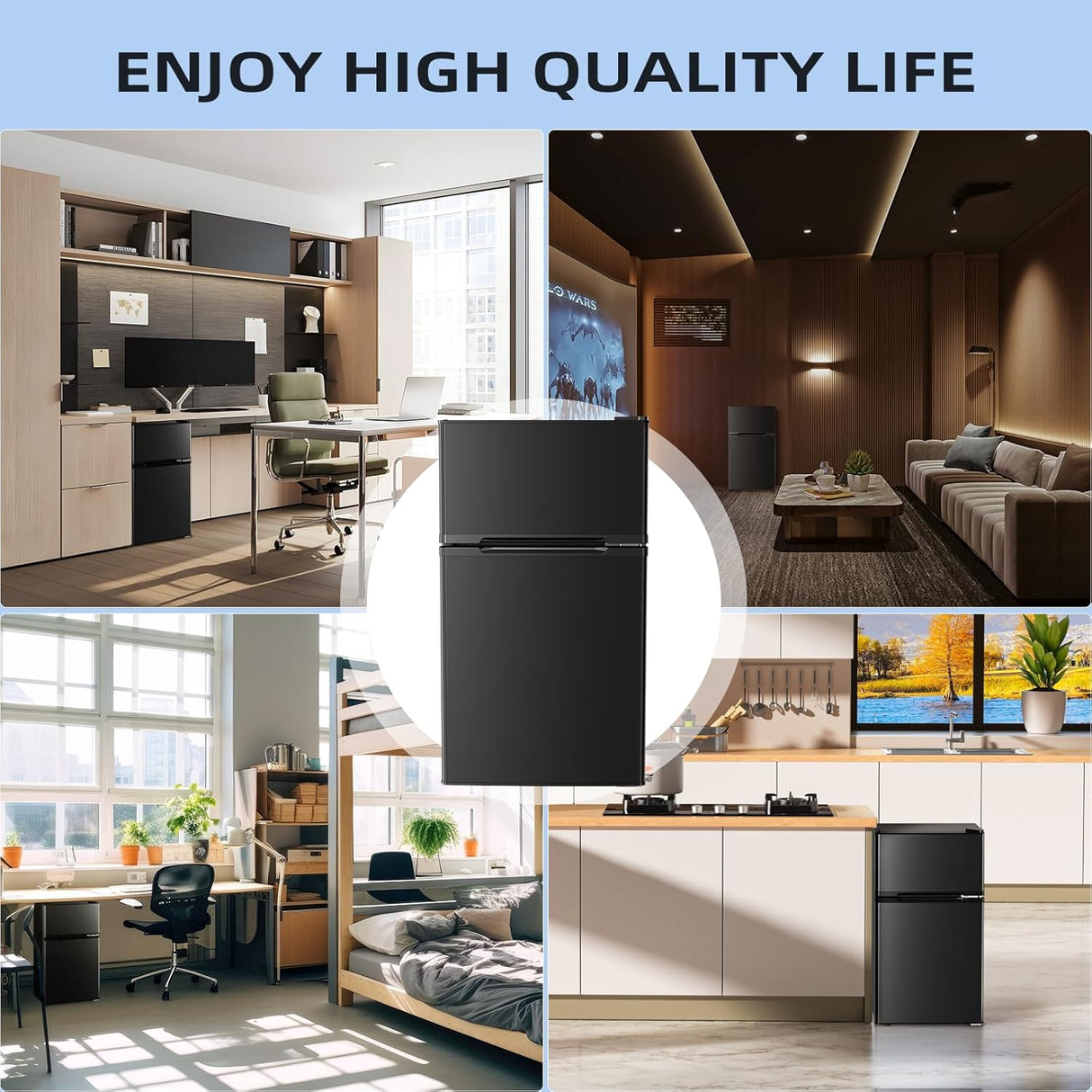 3.2 Cu.Ft,Mini Refrigerator with Freezer,Double Door Mini Fridge - ANTARCTIC - STARMini Fridge