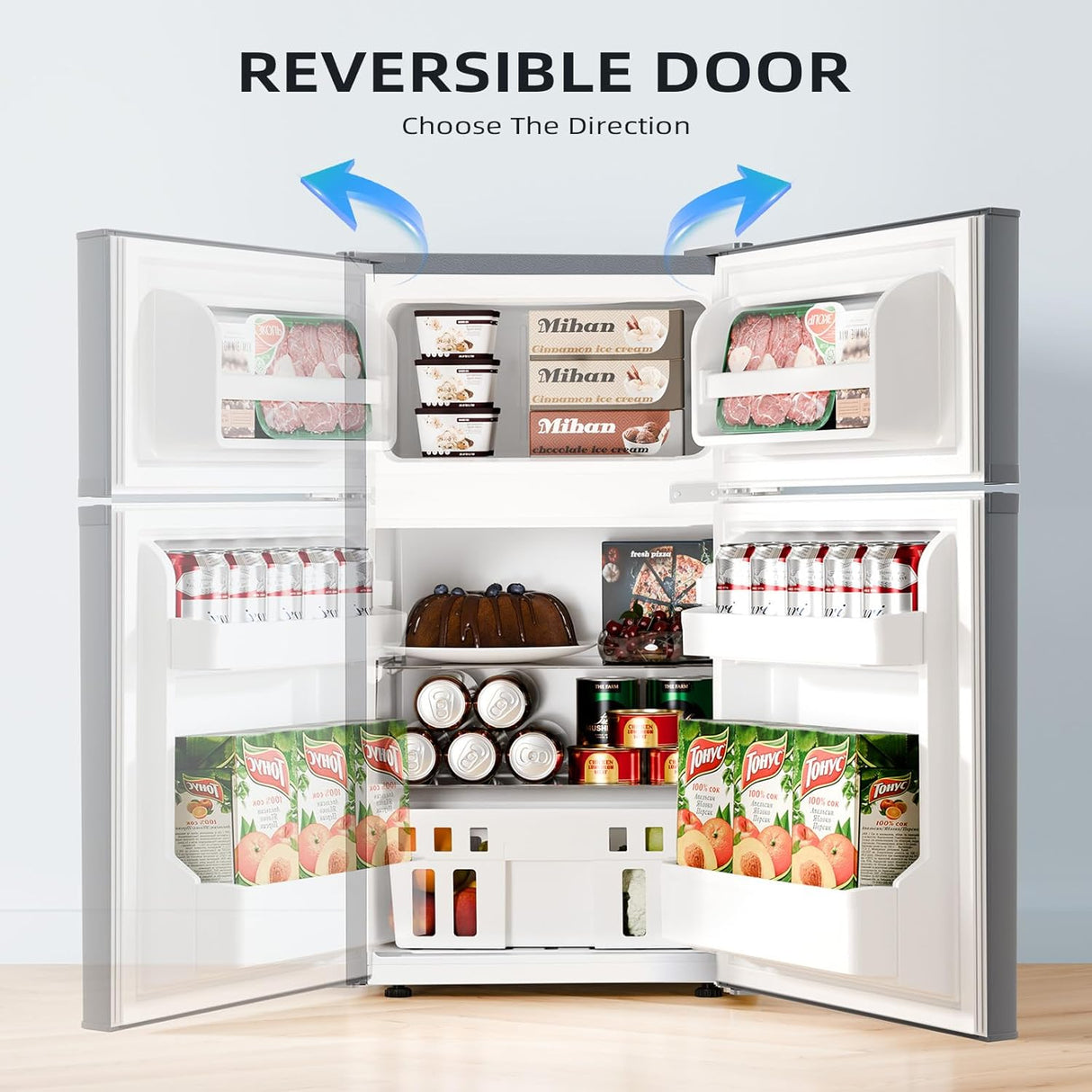3.2 Cu.Ft,Mini Refrigerator with Freezer,Double Door Mini Fridge - ANTARCTIC - STARMini Fridge