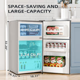 3.2 Cu.Ft,Mini Refrigerator with Freezer,Double Door Mini Fridge - ANTARCTIC - STARMini Fridge