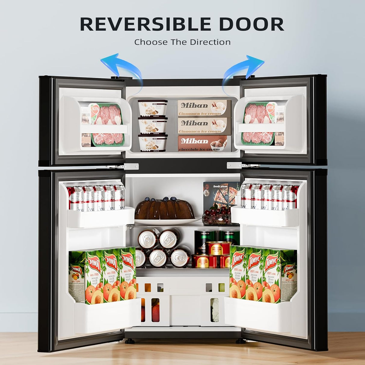 3.2 Cu.Ft,Mini Refrigerator with Freezer,Double Door Mini Fridge - ANTARCTIC - STARMini Fridge