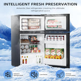 3.2 Cu.Ft,Mini Refrigerator with Freezer,Double Door Mini Fridge - ANTARCTIC - STARMini Fridge