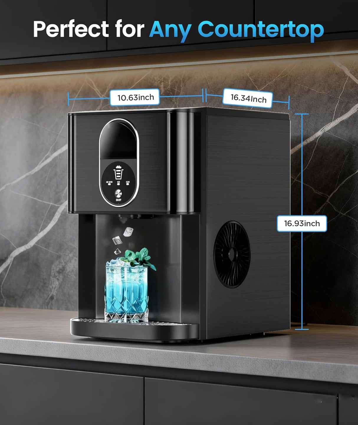33LBS/24H Countertop Nugget Ice Maker Pebble Sonic Ice Machine Countertop, Touch - Free Ice, Self - Cleaning, Mistalo Drop Slim for Home Kitchen Office - ANTARCTIC - STARice maker