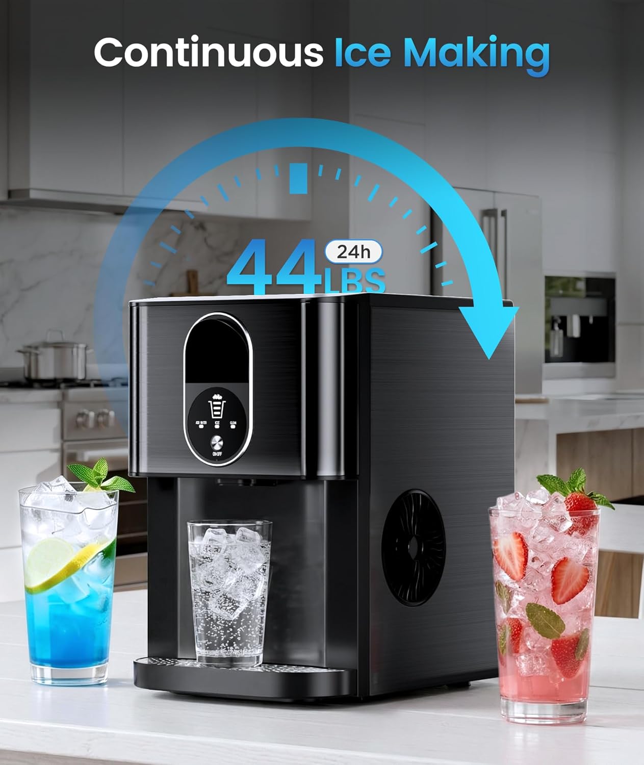 Antarctic Star Nugget Ice Maker with Soft Chewable Ice 44 Lbs/24H