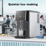 33LBS/24H Countertop Nugget Ice Maker Pebble Sonic Ice Machine Countertop, Touch-Free Ice, Self-Cleaning, Mistalo Drop Slim for Home Kitchen Office - ANTARCTIC-STARice maker