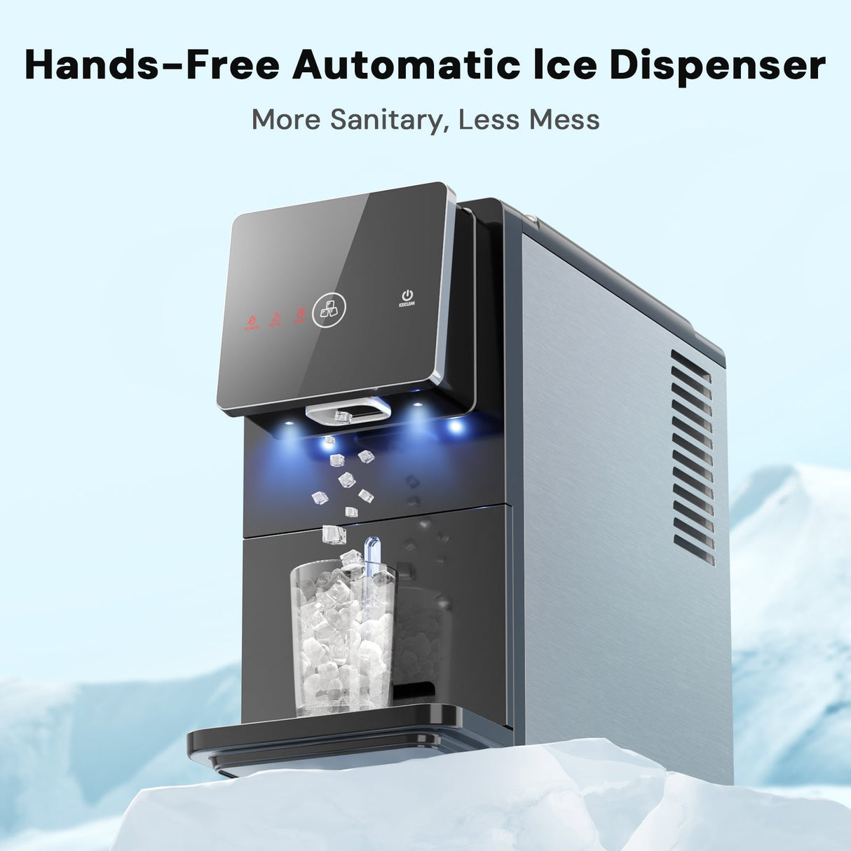 33LBS/24H Countertop Nugget Ice Maker Pebble Sonic Ice Machine Countertop, Touch-Free Ice, Self-Cleaning, Mistalo Drop Slim for Home Kitchen Office - ANTARCTIC-STARice maker