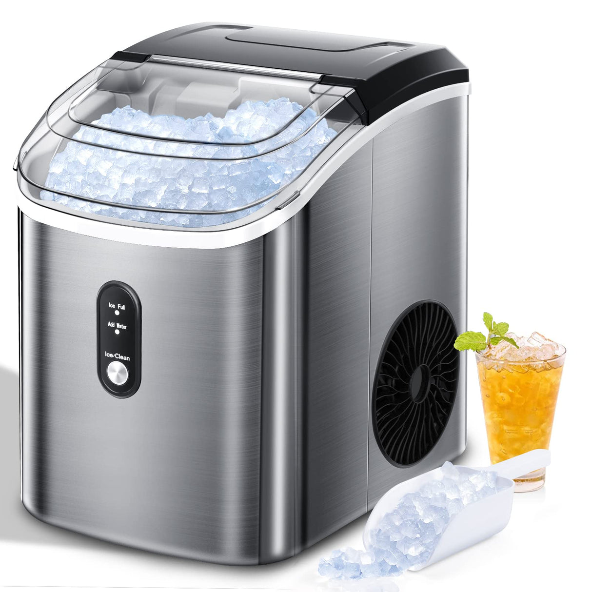Antarctic-star Nugget Ice Maker Countertop, Portable Ice Maker Machine with Self-Cleaning Function