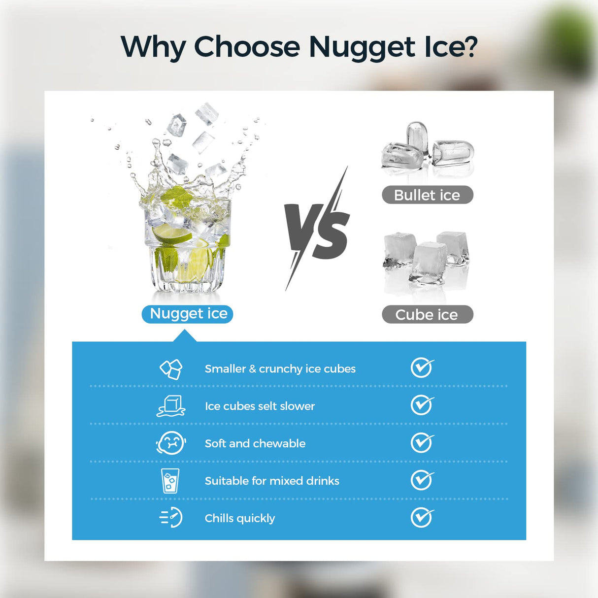 Antarctic-star Nugget Ice Maker Countertop, Portable Ice Maker Machine with Self-Cleaning Function