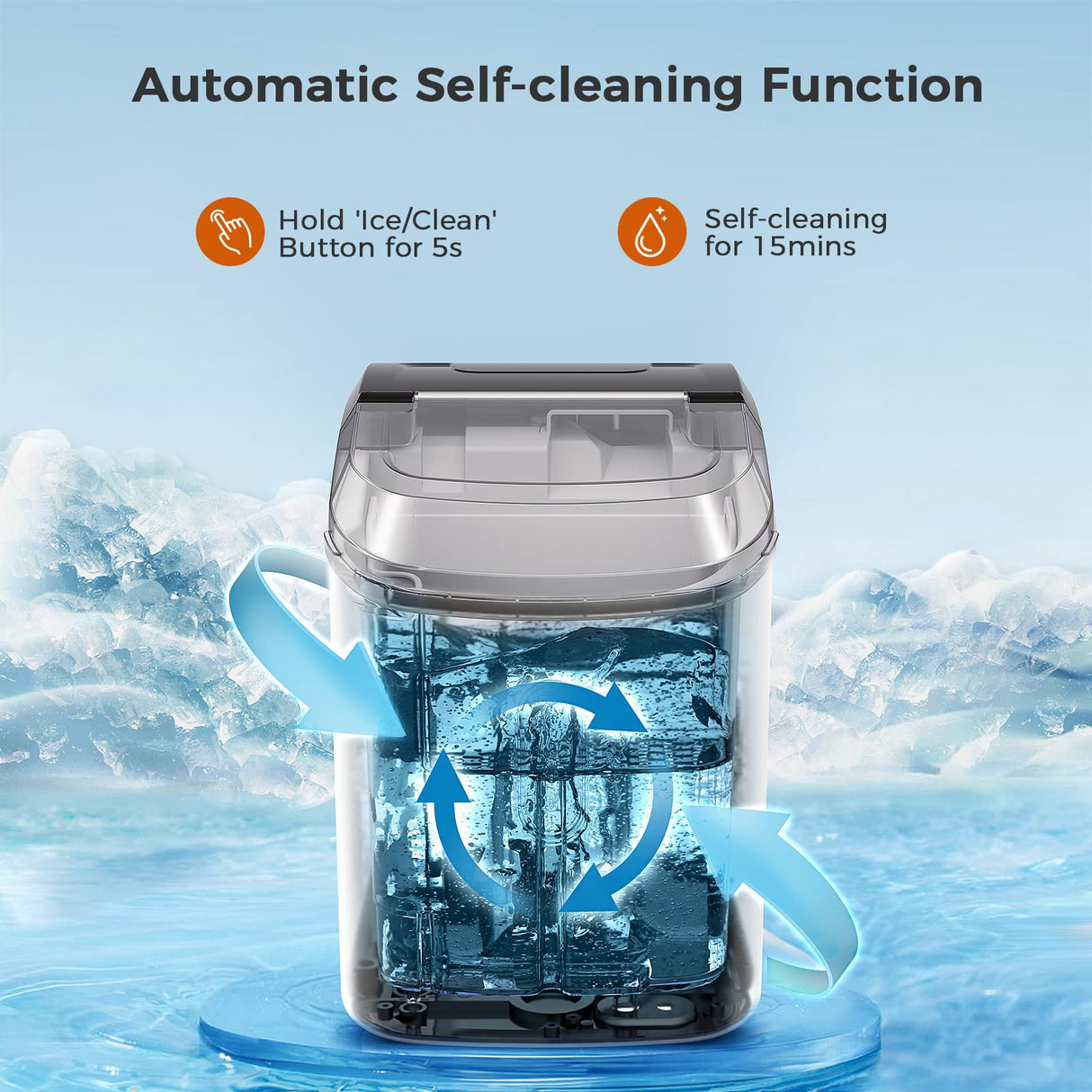 Antarctic-star Nugget Ice Maker Countertop, Portable Ice Maker Machine with Self-Cleaning Function